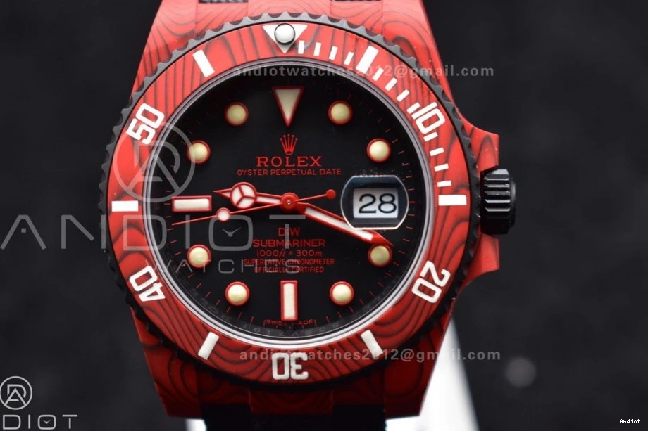 Submariner on Dial Carbon Red 473 1:1 Best VS VSF Black Edition Black DIW Strap Nylon EyeCatching 0720